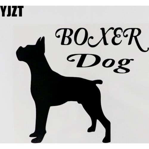 YJZT 15.5CM×13.4CM Fashion Animal Boxer Dog Car Sticker Black/Silver Vinyl Decals 13F-0078