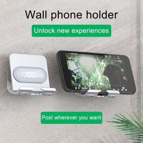 Wall Phone Holder Rotatable Metal Stand Phone Bracket For IPhone 12 11 Xiaomi Redmi Bathroom Restroom Wall Stick Holder With Box
