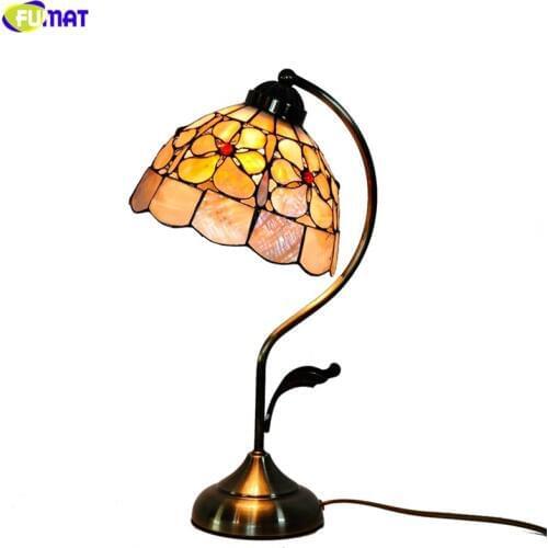 FUMAT 8" Pearl Flowers Natural Shell Table Lamps European Style Hand-made Art Light For Living Room Bed Room Bar Desk Lightings