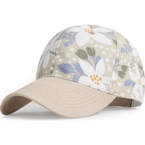 New Womens Baseball Cap Solid Printed Woman Hat Shade Sports Hat Outdoor Stretch Cotton Baseball Cap Flowers Leaves Printed Hat