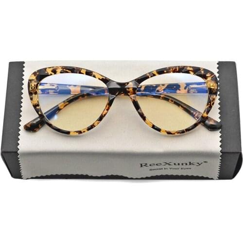 Unisex Blue Light Blocking Computer Glasses Women Fashion Ultralight Cat Eye Frame Metal Hinge Anti Eyestrain Eyewear With Case