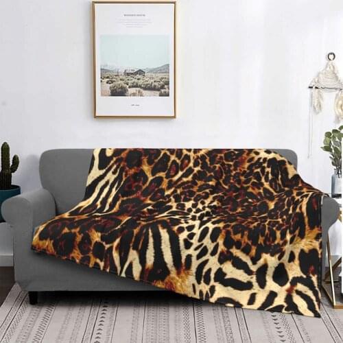 LEOPARD Fine Art Tiger Blankets Flannel All Season Abstract Portable Lightweight Throw Blankets for Home Office Bedding Throws