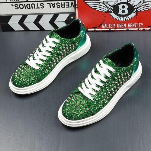 Stephoes New Men Fashion Casual Shoes Spring Autumn Rivets Punk Style Shoes Male Night Club Youth Trending Smoking Slippers