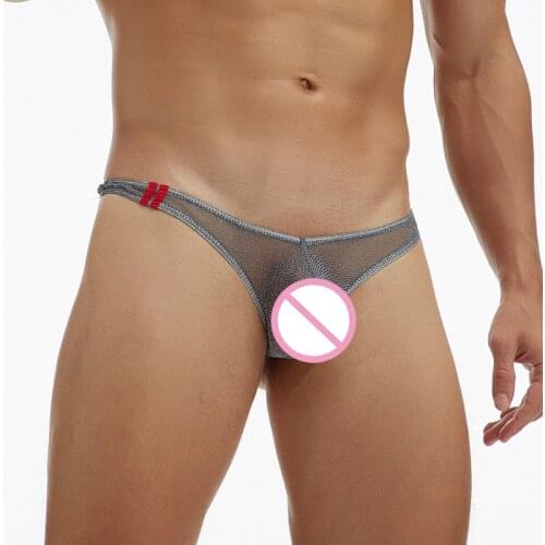 2XL Sexy Men Thong G-string Jockstrap Lingerie Mesh Transparent Gay Panties Mini Underwear Thongs T-back Bikini Tanga Plus Size