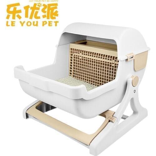 Pet Supplies Factory Direct Sale Large Semi-automatic Cat Toilet Pet Toilet Semi-closed Cat Litter Basin Self Cleaning Cat Box