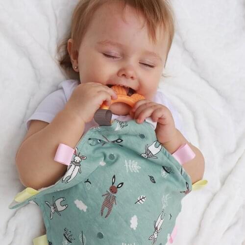 LuMengYi Minky Comfort Towel Newborn Girl Boy Kids Bibs Face Towel Handkerchief Bath Cotton Stuff With Baby Silicone Teether