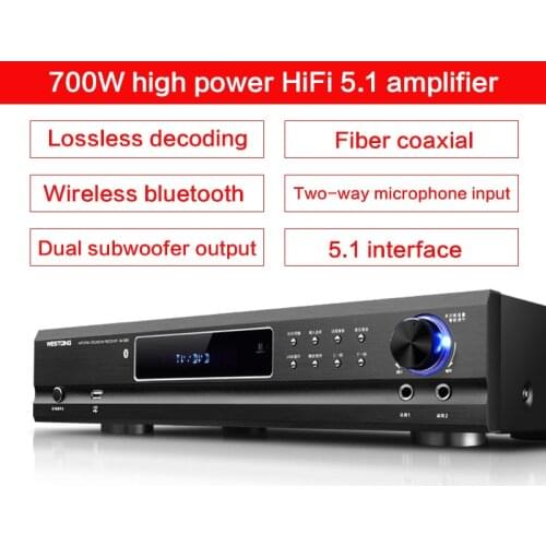 500W / 700W High Power 5.1 Amplifier HIFI Fever Digital Bluetooth Amplifier 5.1 Channel Professional KTV Amplifier Audio Karaoke