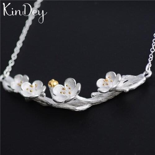 Kindey Retro Vintage Silver Color Big Flower Necklaces For Women Wedding Long Chains Necklaces Bridal Jewelry