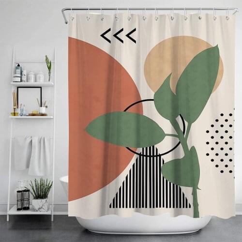 Nordic Style Waterproof And Mildew Proof Printing Shower Curtain Bathroom Curtain With Plastic Hook Decoration Bathroom Curtain