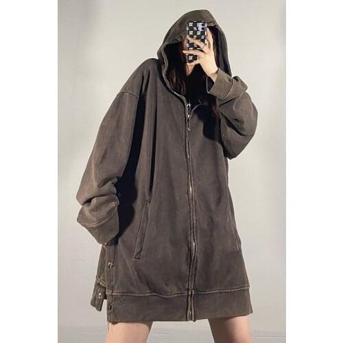 Women Hip Hop Streetwear Hoodie Women Large size color Dark Print Jacket Coat Goth Harajuku Y2k Clothe Punk Jacket Outwear Zipp