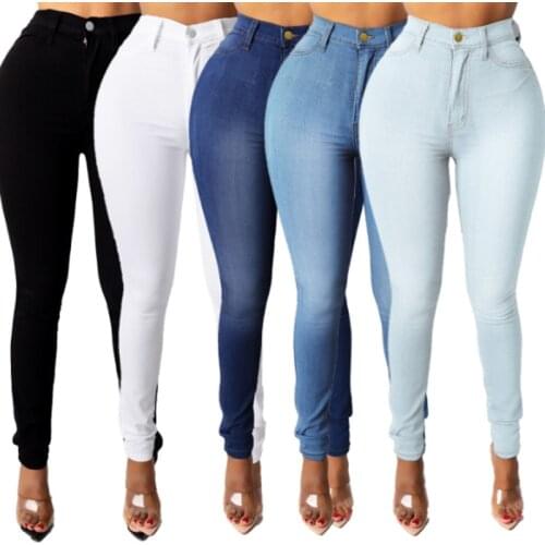 Women Jeans Pants 2021 Fashion High Waist Stretch Skinny Denim Summer Autumn Winter Retro Washed Slim Pencil Trousers Plus Size