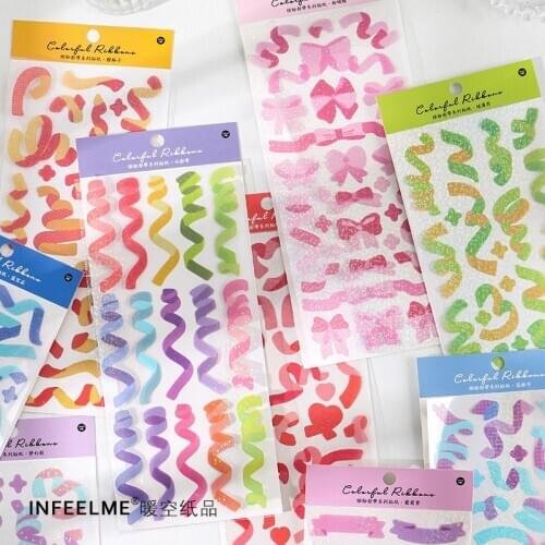 1Sheet/pack Kawaii Cute Ribbon Bow PVC Sticker Diary Planner Stickers Scrapbooking School Office Supplies Bullet Journal sl2761