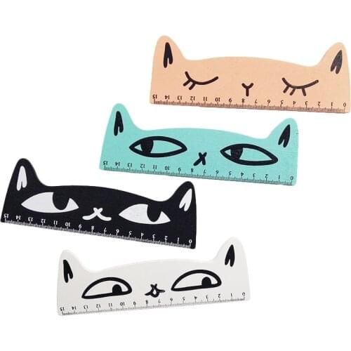 1Pcs/lot Rotten Cat Kawaii Stationery Modeling Wooden Ruler Four Color Selections Cartoon Animal Lovely Magnetic Stationery
