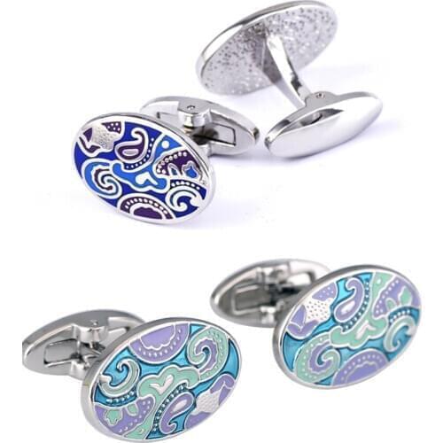 10pairs/lot Exquisit Oval Enamel Cufflinks Retro Flower Plating Cuff Links Mens Jewerly Accessory Wholesale