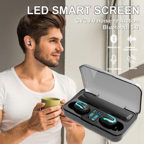 100sets Q32-1 TWS Wireless Bluetooth 5.0 Earphone 8D Stereo TWS Headphone LED Display with 2000MAh Power Bank Headset