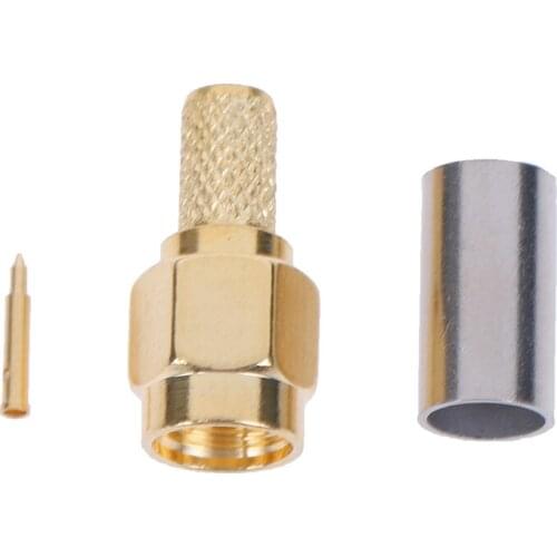 5pcs/Lot SMA Male Plug RF Coaxial Connector Crimp For RG58 RG142 RG400 LMR195 RG223