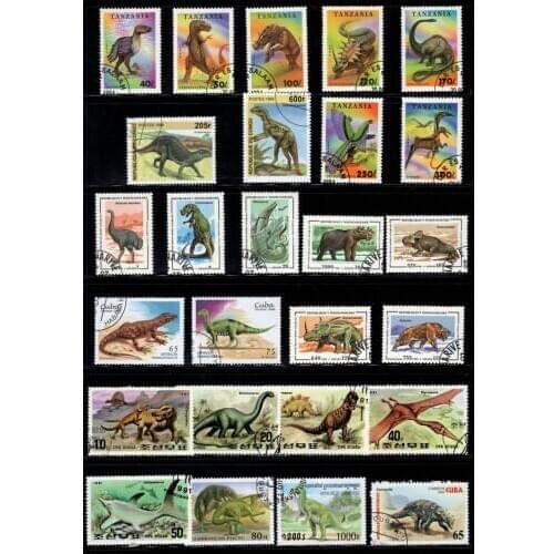 50 PCS / Lot Prehistoric Animal Dinosaur No Repeation From World Unused With Post Mark Collectible Postage Stmaps Collecting
