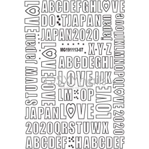 50pcs MG series 3D Nail Art Sticker Geometry Letters Alphabet Design Adhesive Sticker Decals for Nail Decoration DIY