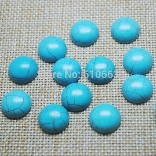 60 Pieces / Lot, Blue Turquoisee Stone Cabonchon DIY beads Accessories Size 14mm Coin Shape