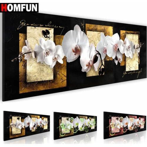 HOMFUN DIY Diamond Painting "Orchid flower landscape" Full Drill Square Round Diamond Embroidery 5D Cross Stitch Decoration Home
