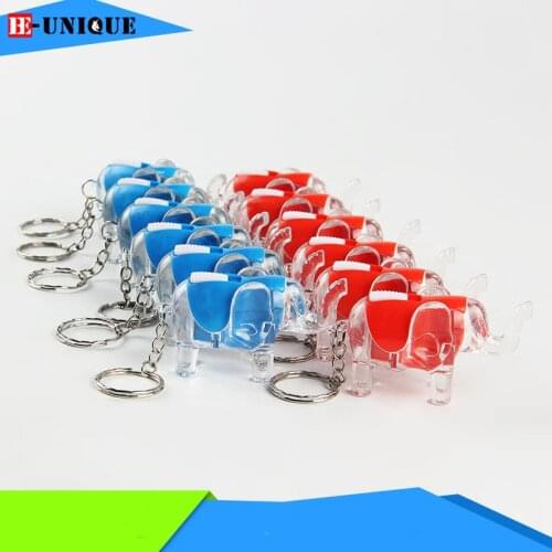 Wholesale Cute elephant shape LED Flashlight key chain Multi-function Key ring Emit light chramatic lamp Mini LED Lampion gifts