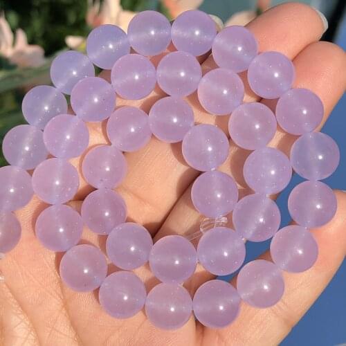 AAA Natural Stone Light Purple Chalcedony Jades Beads Loose Spacer Beads For Jewelry Making DIY Bracelet Necklace 4 6 8 10 12mm