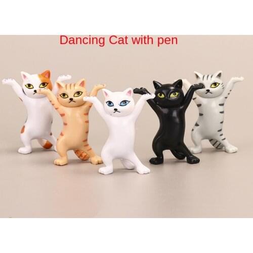 Cat pen holder black cat without coffin bracket Kids Funny Cat Pen Holder Kids Adult Doll Toy Gift Weightlifting Cat Pen holders