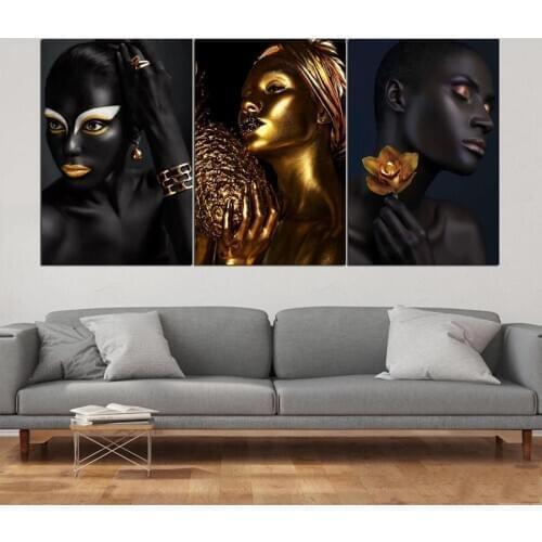 DIY Diamond Painting African woman Multi Collages 3pcs Mosaic Handmade Gift Full Square Round Diamond Embroidery Makeup beauty