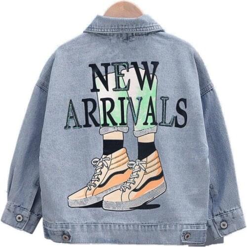 Girl Denim Jacket Autumn Coat Cotton Clothes 2021 New Print Flowers Teen Outerwear Sweet Kid Baby Jacket for Children Girl 3-12y