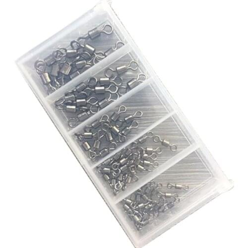 ELOS-70 Pieces Swivel Small Set Box Eight-Character Ring Fishing Connector Connecting Ring Fishing Accessories