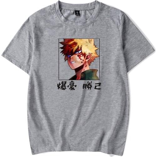 Manga Cartoon My Hero Academia Bakugou Katsuki Printing Short Sleeves T-shirt Men Women O-neck Pullovers Streetwear Casual Top