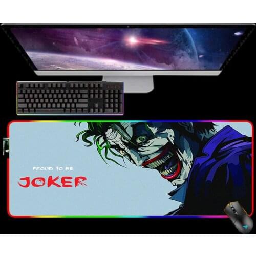 RGB Cartoon Mouse Pad Joker Laptop Gaming Accessiores XL Mousepad Tapis De Souris Mause Pad Rubber No-slip with Backlit Mausepad