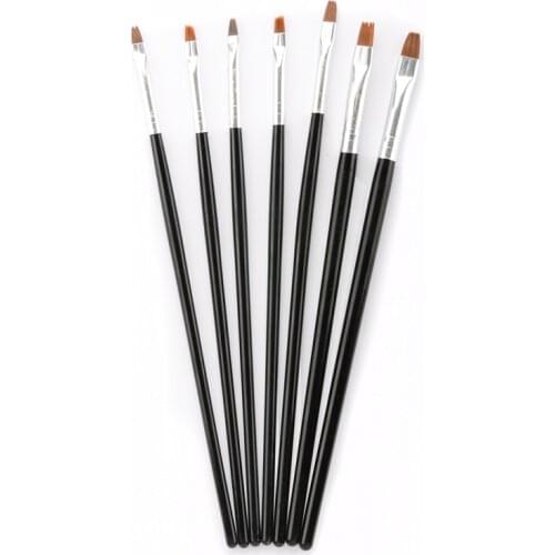7 PCS Acrylic Nail Brush Kit Set Nail Art Brushes UV Gel Brushes Flat Painting Drawing Pen Nail Art Accessories Tool