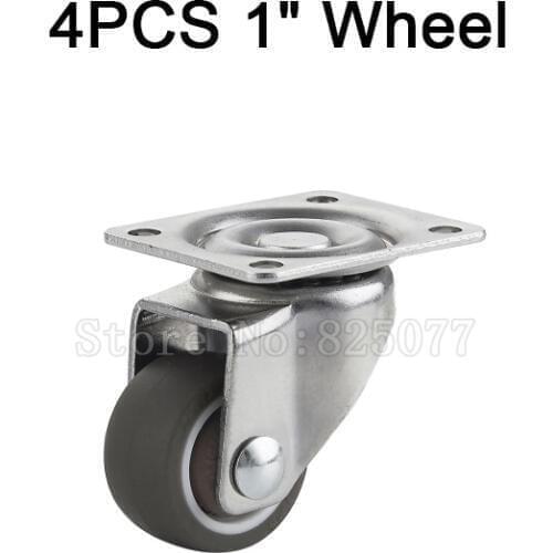 4PCS Mini 1inch/25mm lightweight casters,TPE rubber,Super mute wheels,bear 15kg/pcs,For bookcase drawer Flower racks JF1603