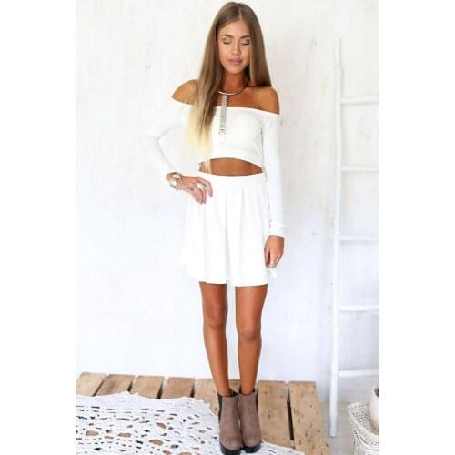 Summer New Womens Wear White Long Sleeve Short Jacket Loose Lotus Leaf Short Skirt Two Sets