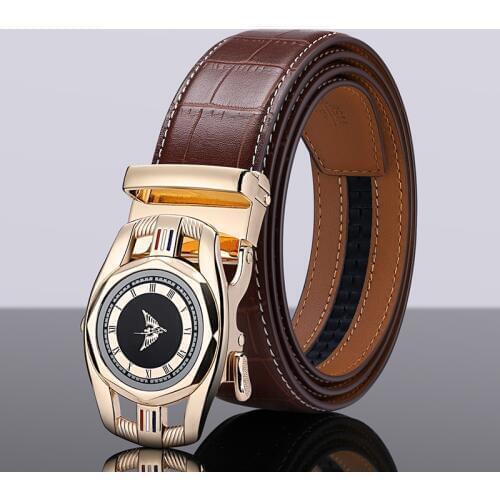 Men Belt Male Genuine Leather Strap Belts For Men Top Quality Automatic Buckle black Belts Cummerbunds 19525-27P
