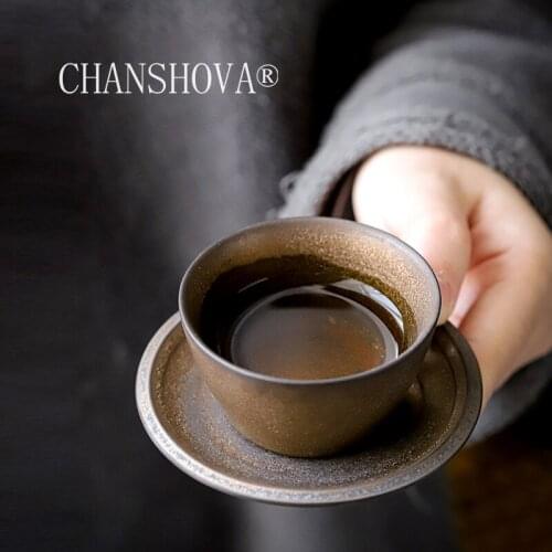 CHANSHOVA 40ml Chinese style Imitation rust Ceramic coffeecup saucer set teacup set Drinking Utensils China pottery H423