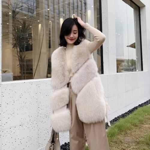 Real Coat Women Clothes Autumn Winter Sleevess Jacket Korean Vintage Fox Fur Vest Waistcoat Chalecos Para Mujer ZL688