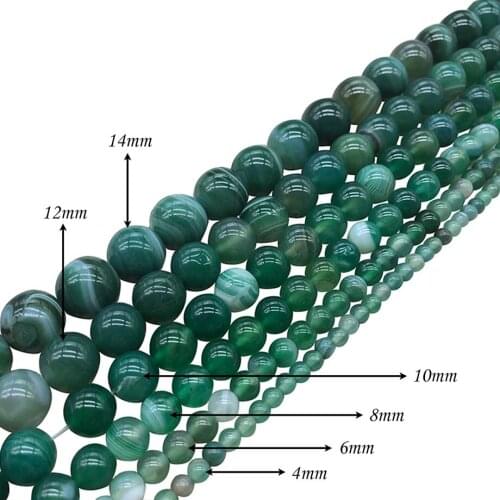 Natural Stone Deep Green Veins Loose Beads Round Carnelian DIY Beaded for Women Jewelry Making Bracelets Necklaces J124