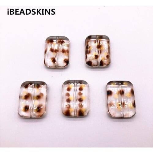 New arrival! 26x19mm 150pcs/lot clear acrylic Print Polka dot rectangle shape beads for jewelry DIY making (Design as shown)