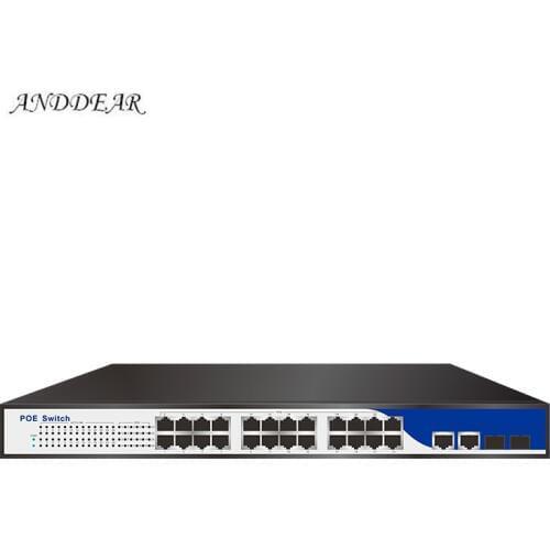 PO power pin IEEE802.3af/at active poe switch 24 port 1U 19" rack mount power supply network poe 400w with 2 gigabit sfp/rj45