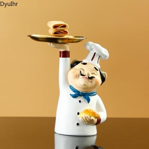 DyuIhr Simple Creative Chef Storage Tray Resin Crafts Home Living Room Kitchen Desktop Dim Sum Entrance Key Storage Decoration