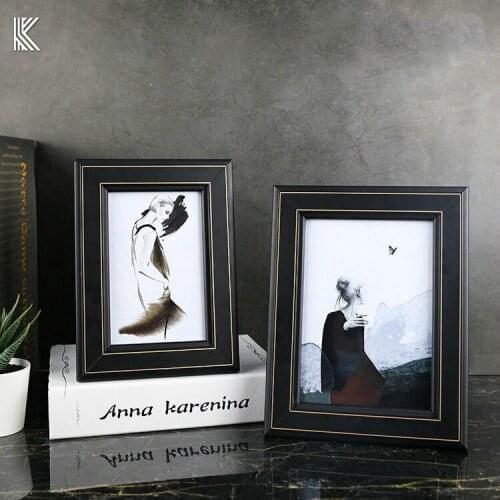 Solid wood frame decorative stamping process props photo frame home decoration modern style layout frame set