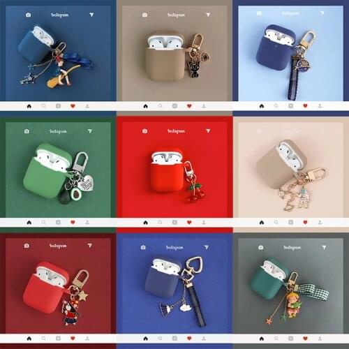 Luxury Cute Cartoon Pendant Decor Silicone Cases For Apple Airpods 1 2 Accessories Bluetooth Wireless Earphone Box Protect Cover