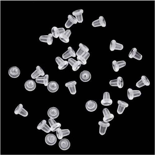 100pcs/lot Clear New Cheap Jewelry Findings Delicate DIY Earrings Jewelry Accessories Bullet Plastic Ear Plugging blocked back