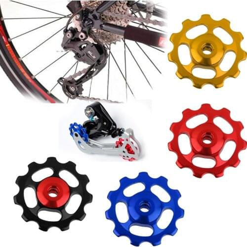 11T Aluminum Alloy Sealed Bearing Jockey Wheel Rear Derailleur Pulley for Mountain Road MTB Bike Gold/Black/Red/Blue