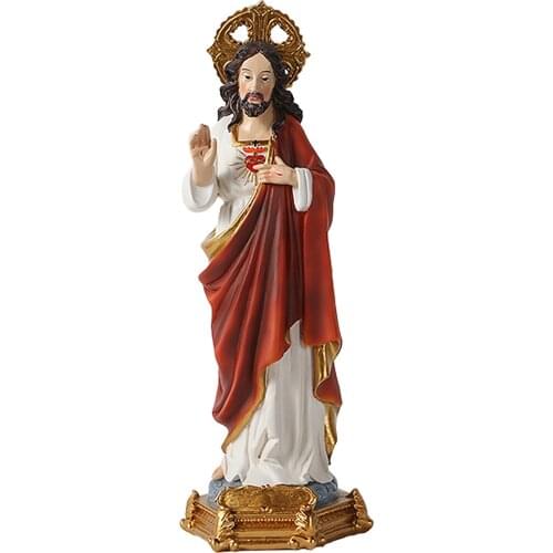 Catholic Statue of Jesus Painted Resin Ornament About 30 cm High God Statuette Small Figure Figurine Gift