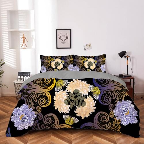 High Quality Nordic Style 2/3pcs Bedding Set Bohemia Flower Printed Duvet Cover 240x220 Comfortable Sleep Well For Home Textiles