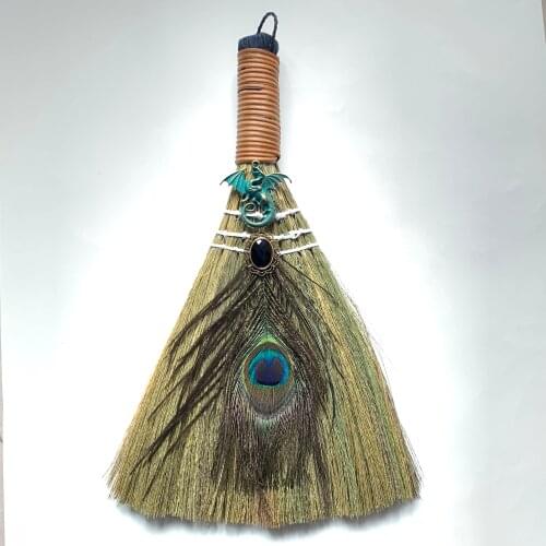 Wicca broom pendant witch Dragon crystal decoration quartz door window car pendant high quality gift altar decoration 31cm*20cm