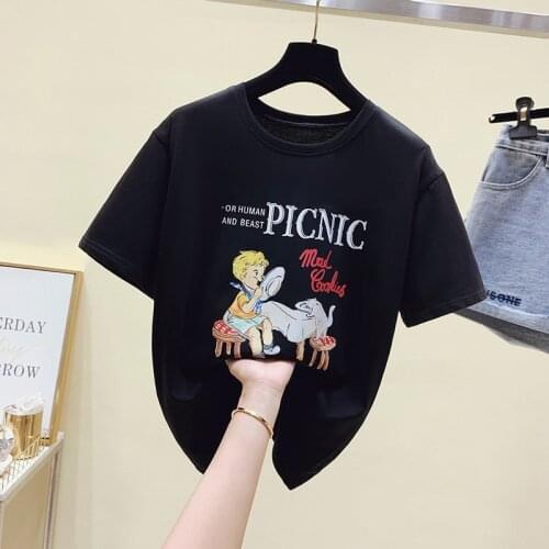 New Korean Cartoons printing Summer Fashion T Shirt Women Tops Loose Short sleeve Women Tshirt graphic t shirts y2k top